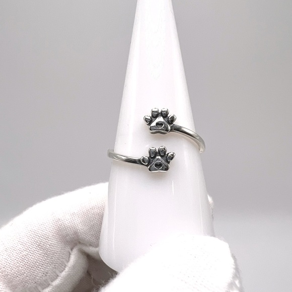 .925 Sterling Silver Adjustable Paw Ring - Picture 9 of 12